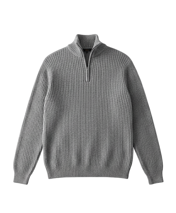 Grey knitted quarter zip