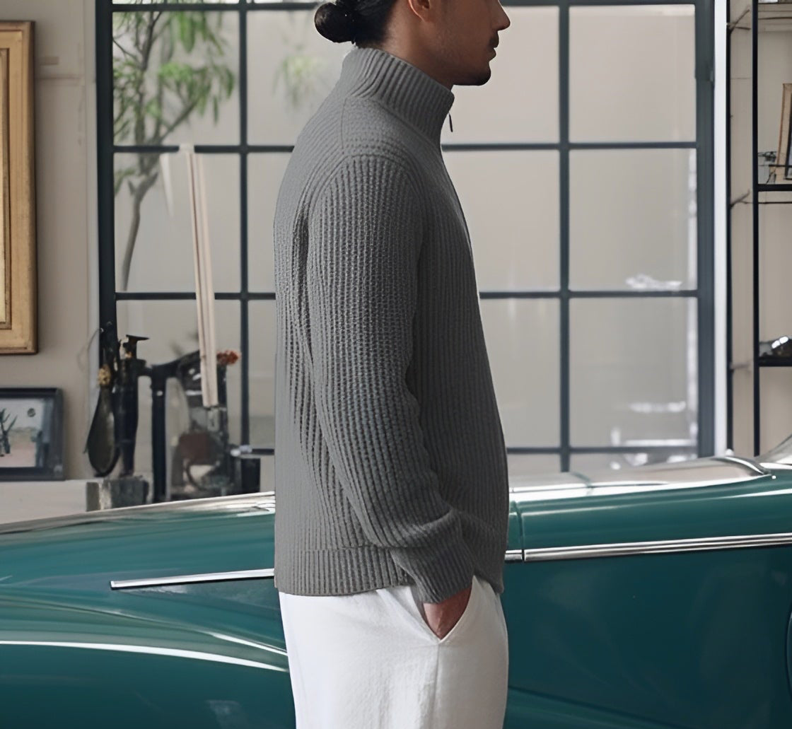 Grey knitted quarter zip
