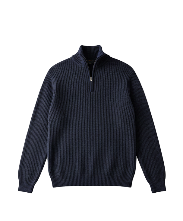 Navy knitted quarter zip