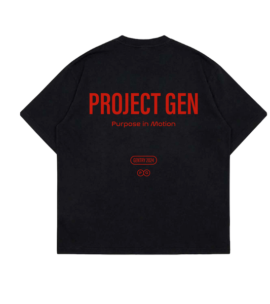 Project Gen T-shirt Red on Black