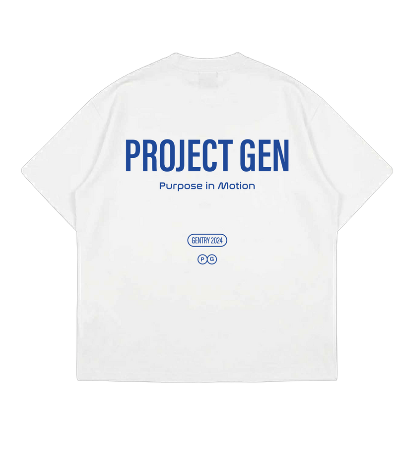 Project Gen T-shirt White on Blue