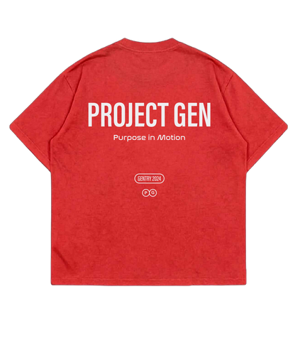 Project Gen T-shirt White on Red