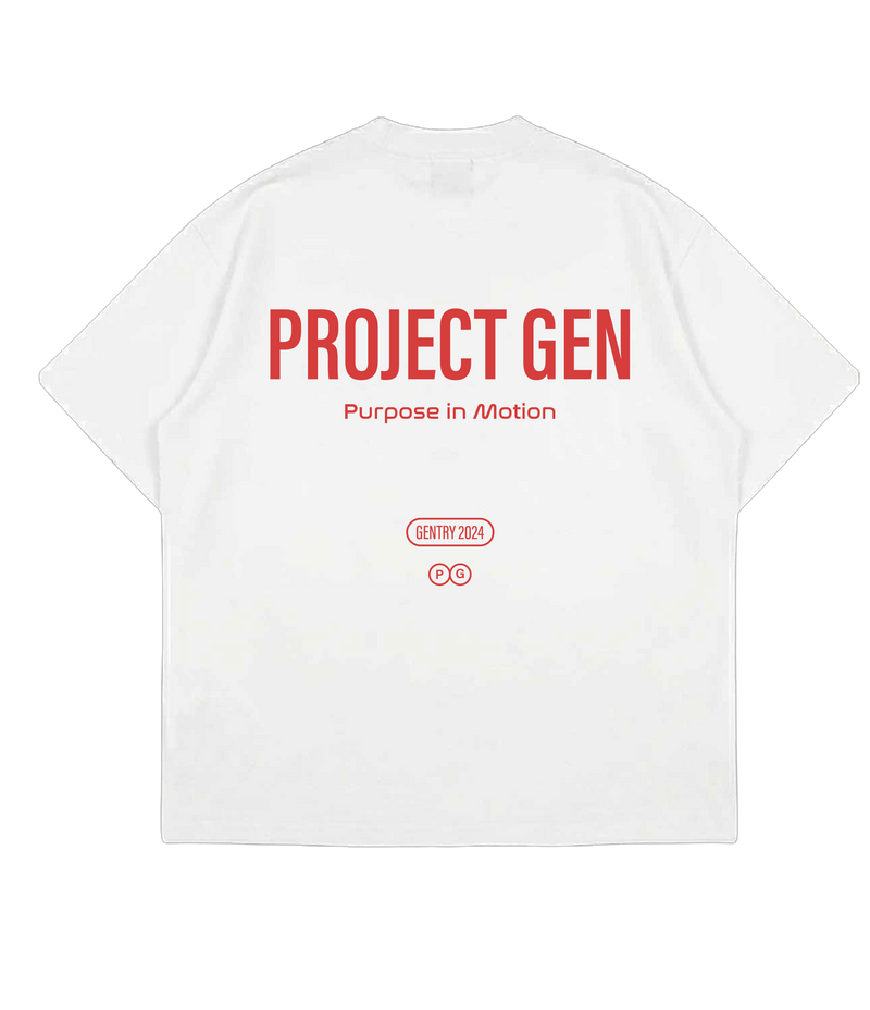 Project Gen T-shirt White on Red