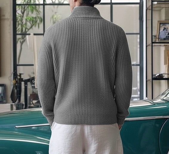 Grey knitted quarter zip