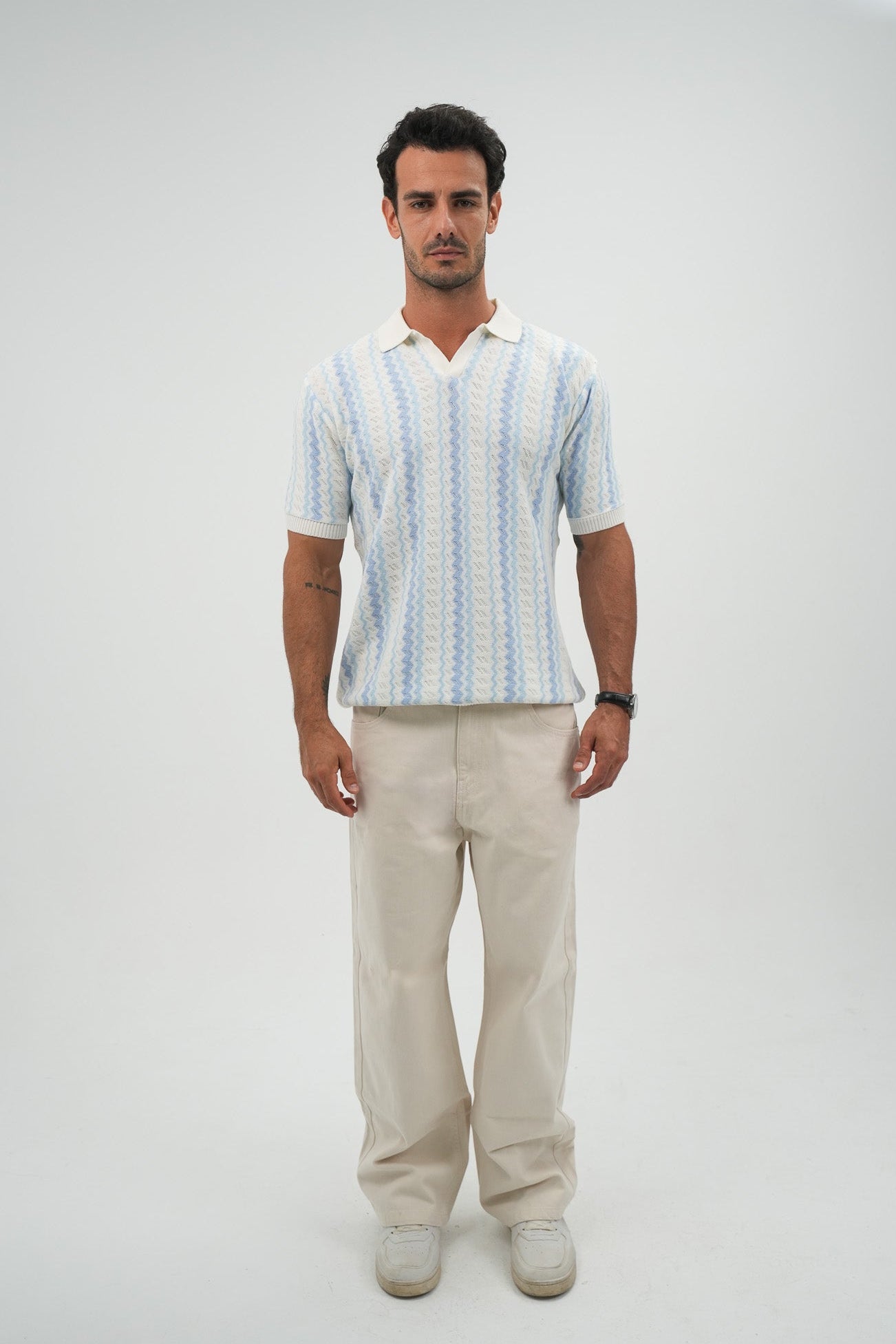 Zigzag Knitted Polo