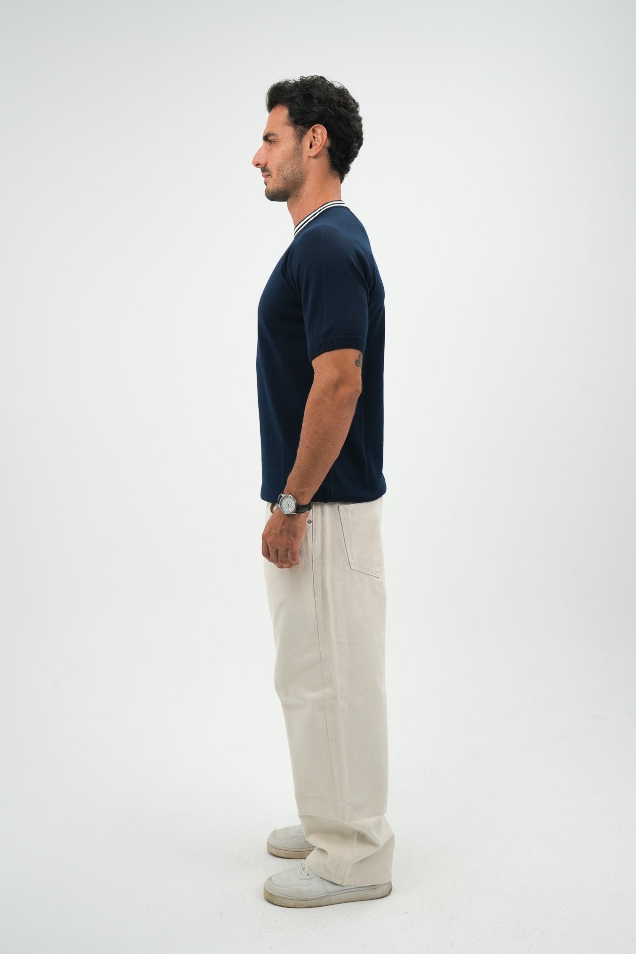 Navy Stripe knitted tee