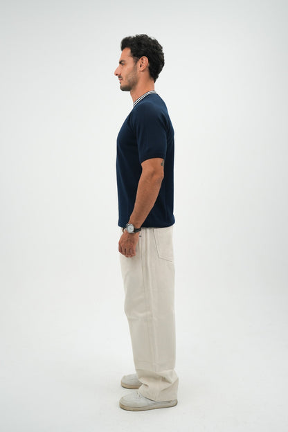 Navy Stripe knitted tee