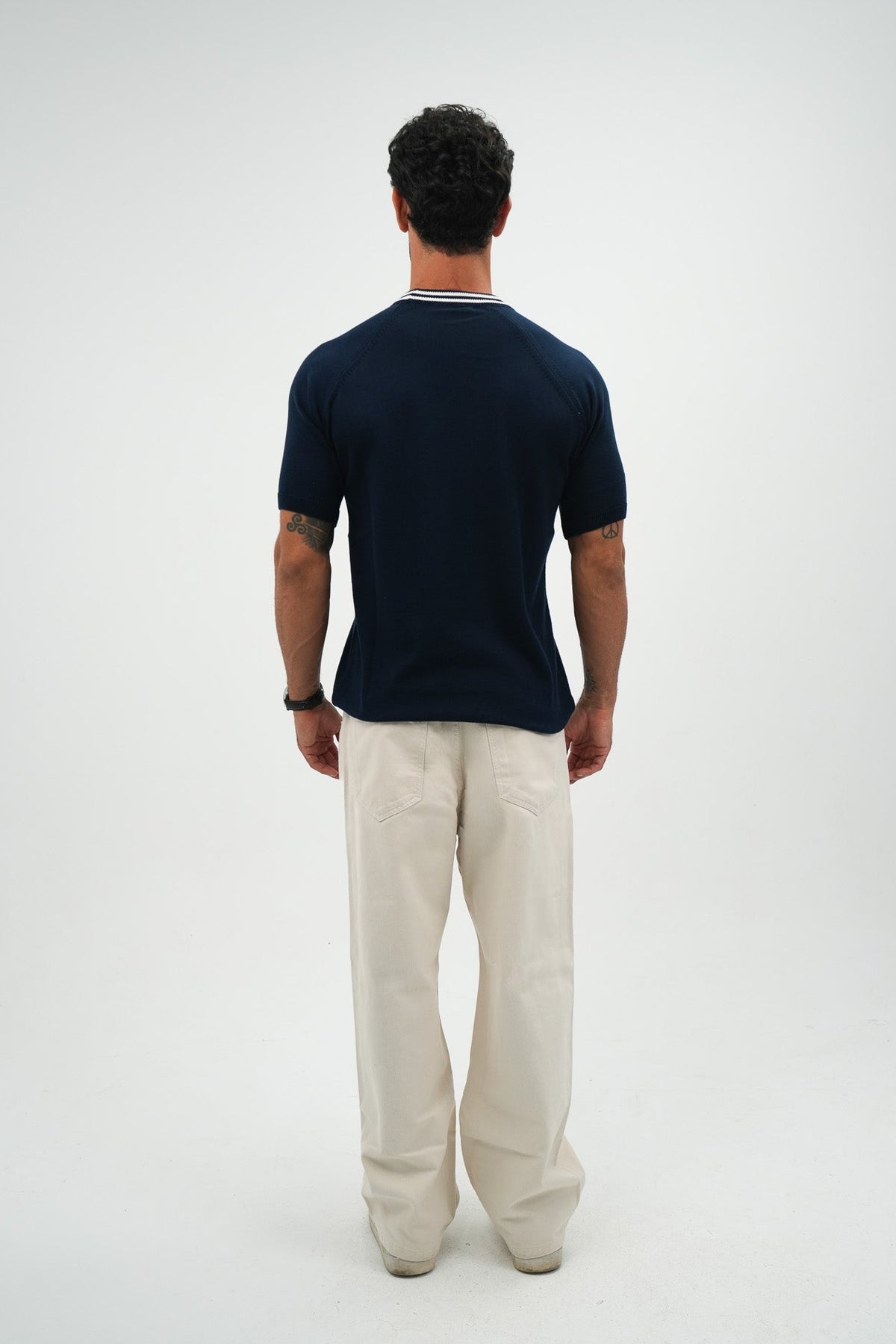 Navy Stripe knitted tee