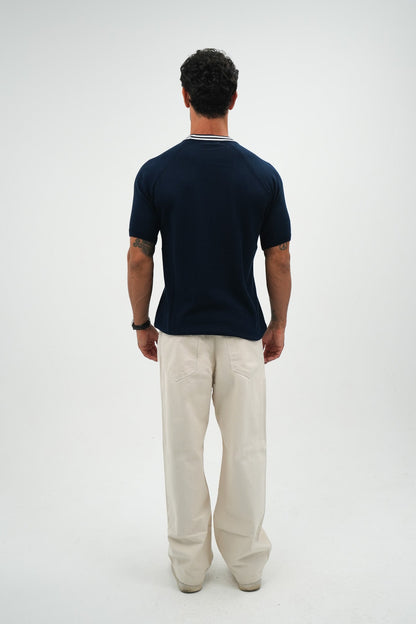 Navy Stripe knitted tee