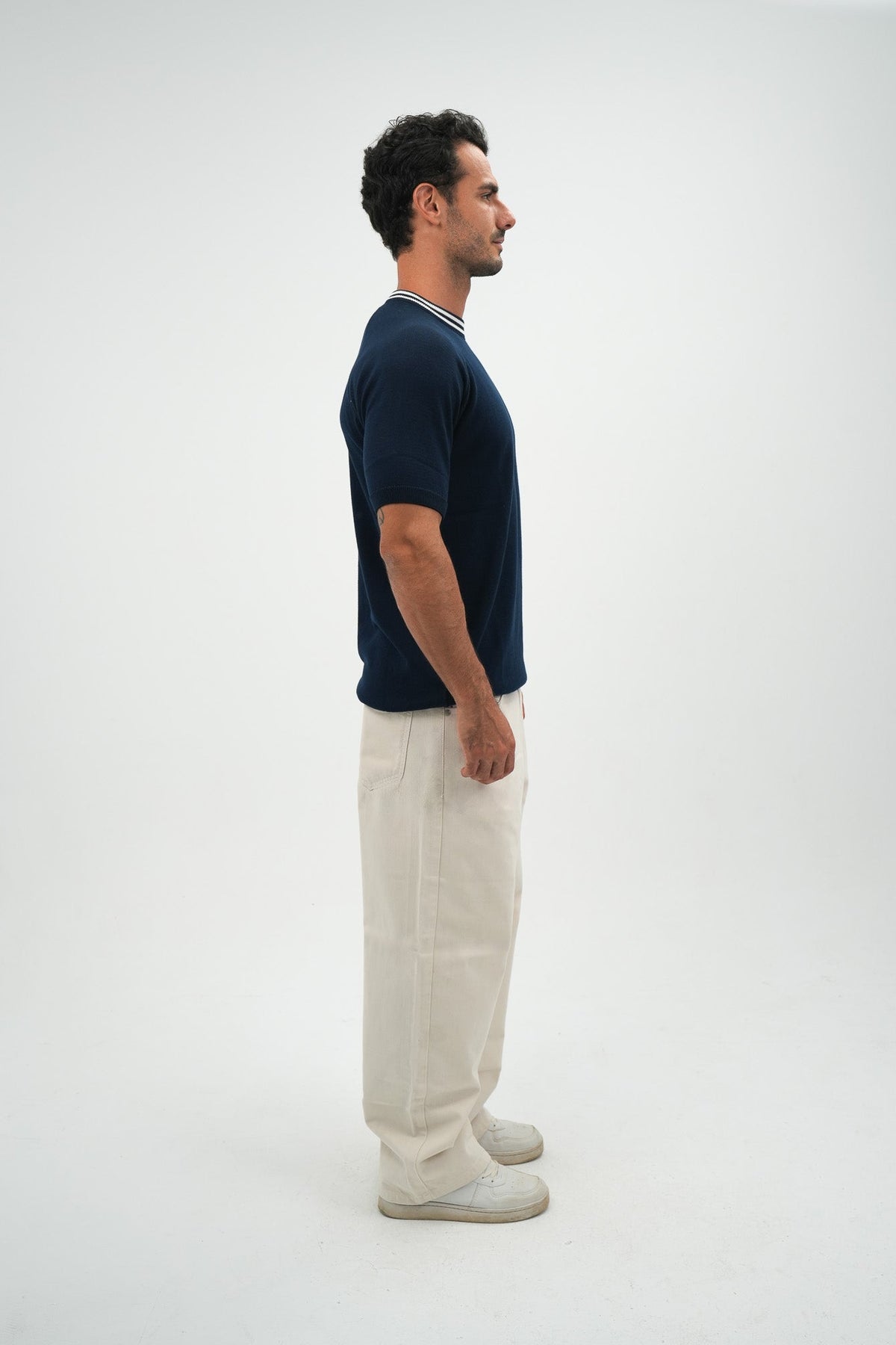 Navy Stripe knitted tee
