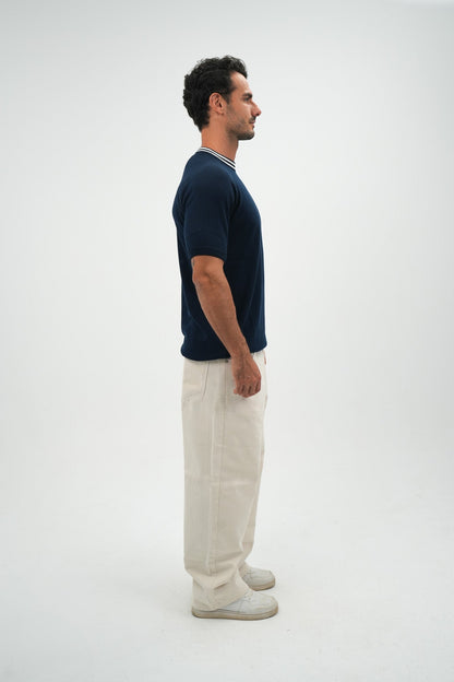 Navy Stripe knitted tee