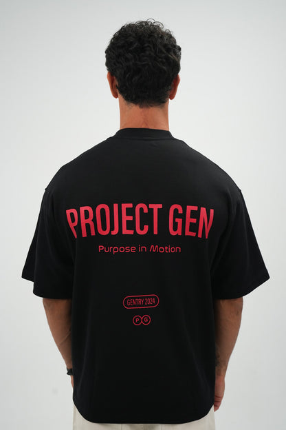 Project Gen T-shirt Red on Black