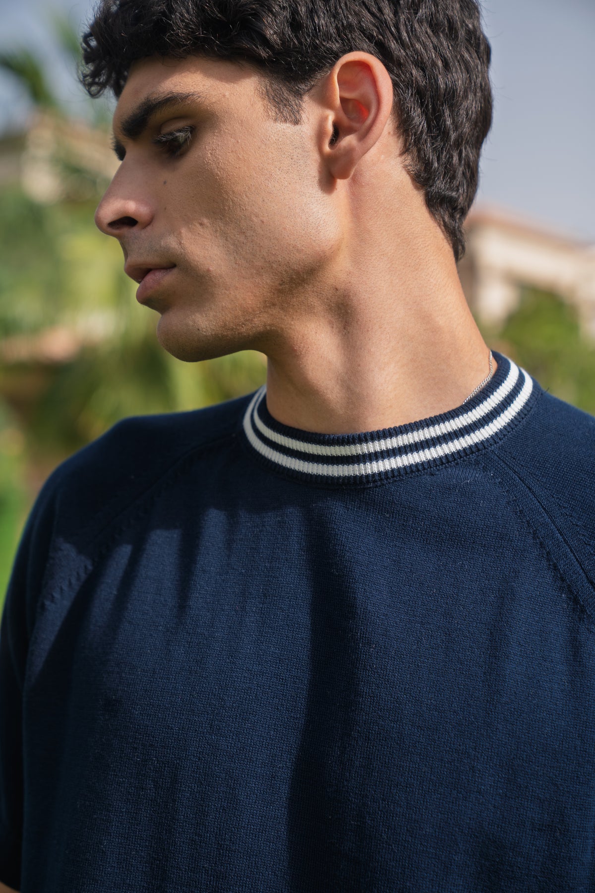 Navy Stripe knitted tee