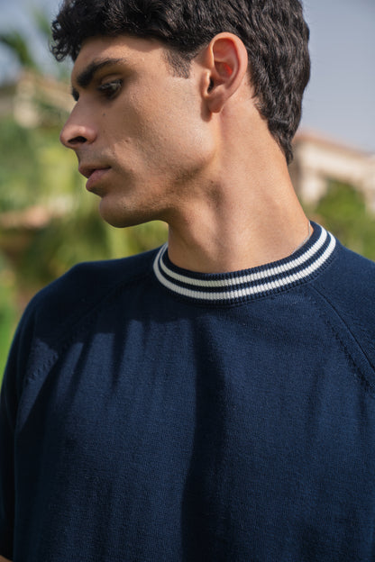 Navy Stripe knitted tee