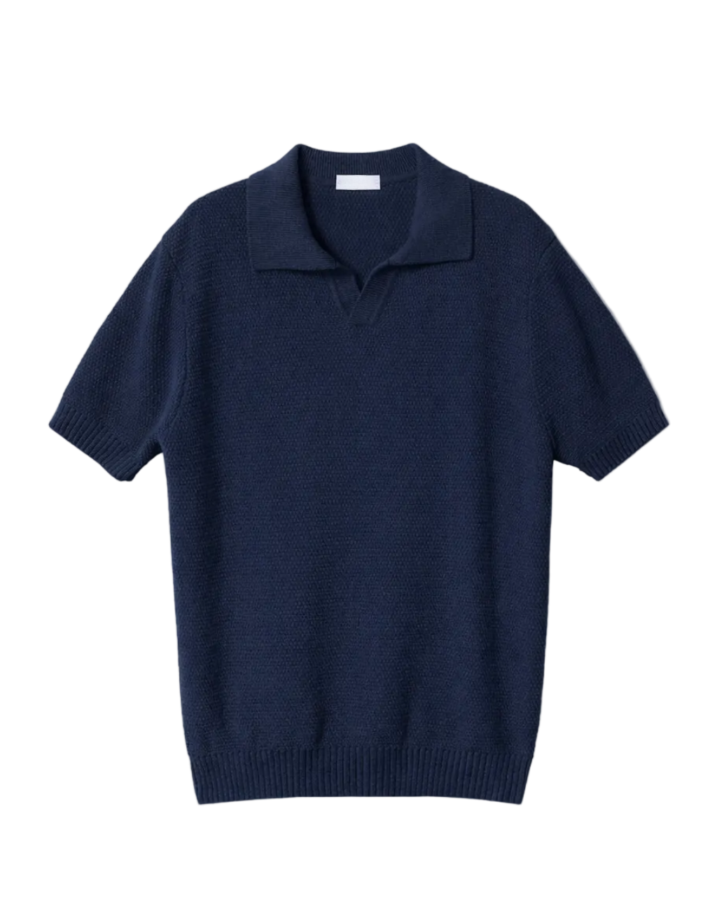 Navy Open Collar knitted Polo