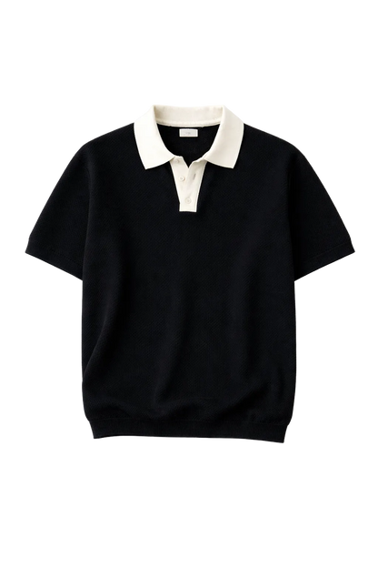 White on black knitted polo
