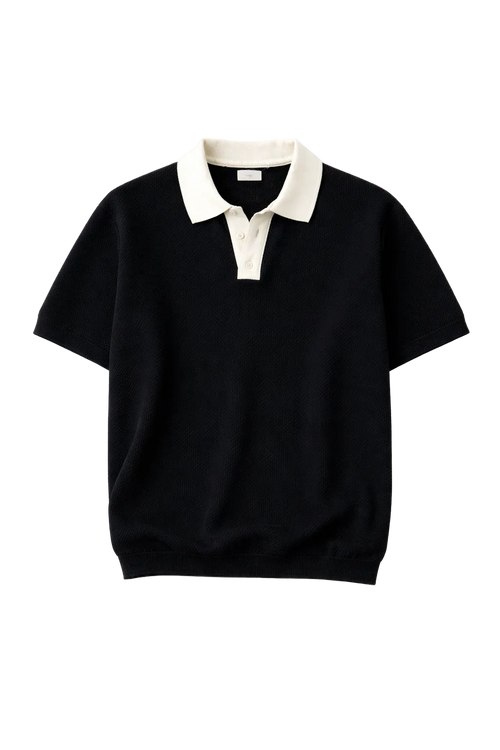 White on black knitted polo